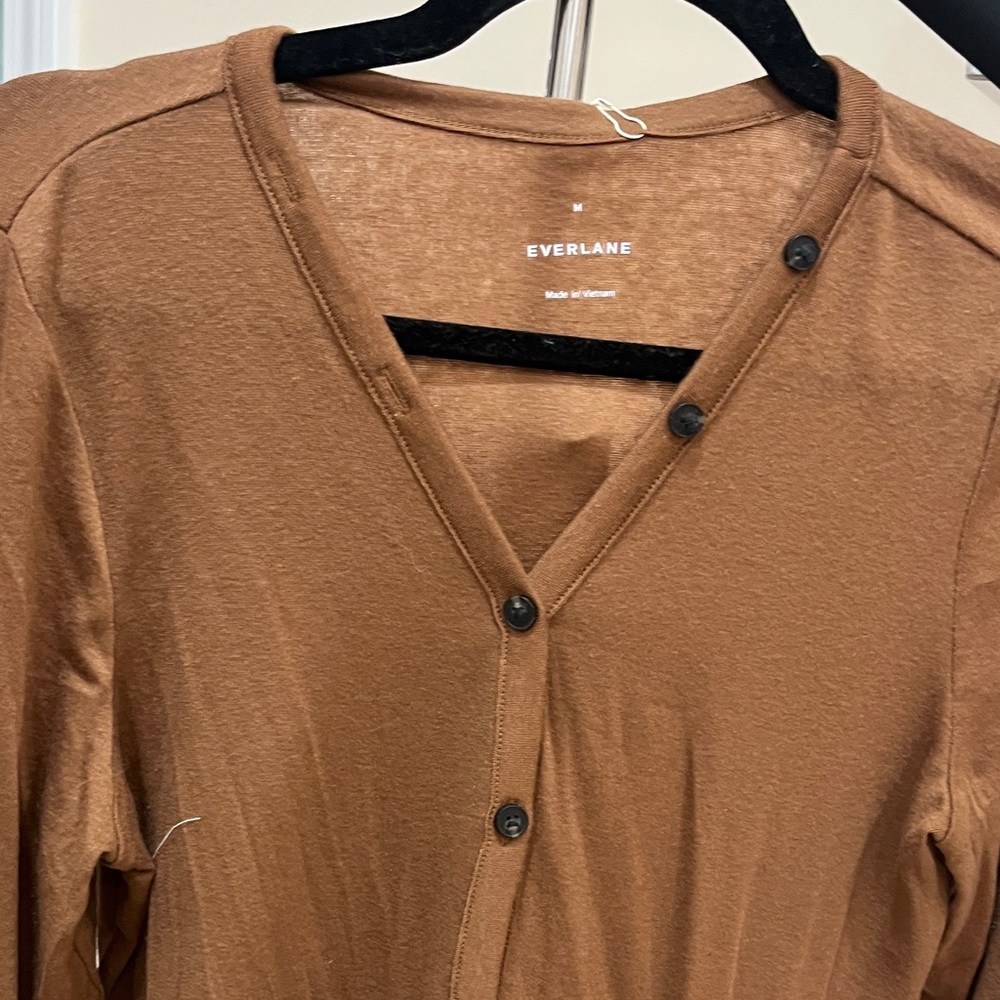 Everlane Brown Button-Up Cardigan